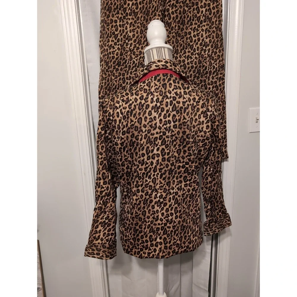 Lauren Ralph Lauren Womens Medium Leopard Print Monogram Pajama‎ Set